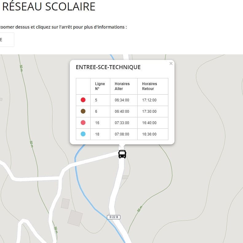 cartographie communication poster réseau bus scolaire urbain horaires plan numérisation leaflet webmap webcarto wordpress lignes arrêts